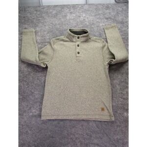 GH Bass Sweater Mens Medium Button Henley Pullover Long Sleeve Tan sweatshirt